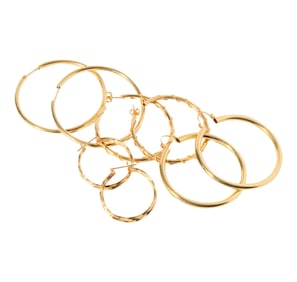 FOUR PAIRS OF 14-KARAT YELLOW GOLD LARGE HOOP EARRINGS