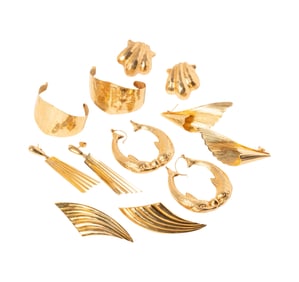 SIX PAIRS OF 14-KARAT YELLOW GOLD EARRINGS