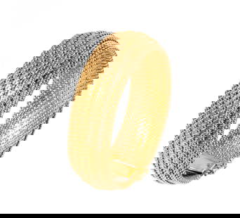 14-KARAT YELLOW GOLD MESH BRACELET: featuring a wide mesh bracelet comprised of 14-karat yellow gold, 7.6" long x 0.85" wide, 57.0 grams; inscribed 14kt
