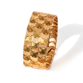 14-KARAT ROSE AND YELLOW GOLD RETRO TILE-LINK BRACELET