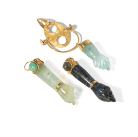 THREE 18-KARAT YELLOW GOLD FIGA PENDANTS