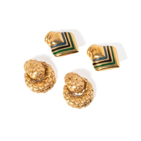 TWO PAIR OF 14-KARAT YELLOW GOLD EARRINGS