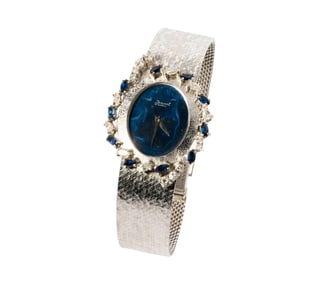 18-KARAT WHITE GOLD DIAMOND AND SAPPHIRE WATCH, JANNOT