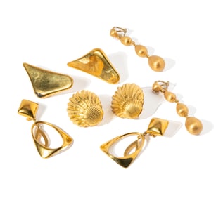 FOUR PAIRS OF 18-KARAT YELLOW GOLD EARRINGS