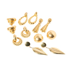 SIX PAIRS OF 14-KARAT YELLOW GOLD EARRINGS