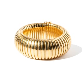 14-KARAT YELLOW GOLD WIDE TUBAGOS BRACELET