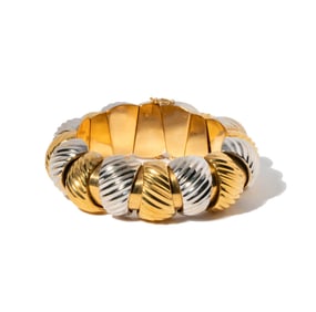 18-KARAT YELLOW AND WHITE GOLD DOME BRACELET