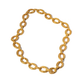 18-KARAT YELLOW GOLD TEXTURED OPEN-LINK NECKLACE