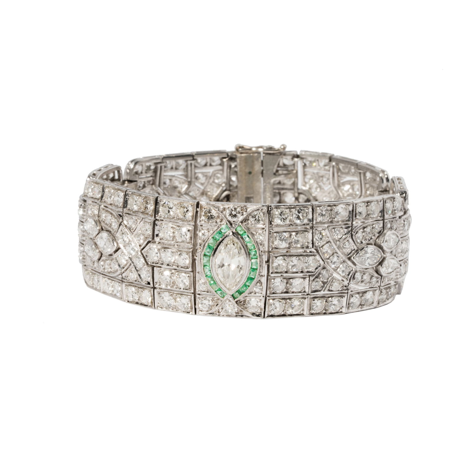 PLATINUM DIAMOND AND EMERALD BRACELET (1 of 9)