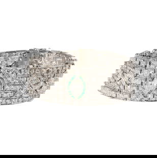 PLATINUM DIAMOND AND EMERALD BRACELET: featuring one diamond and emerald bracelet set in platinum created with 213 mixed-cut diamonds approximately 17.90 carats, H-I-J color and SI-SI2 clarity prong-set, 6-3/4" long x 0.8" wide, 53.2 grams