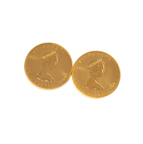 TWO CANADIAN 1 OUNCE GOLD COINS