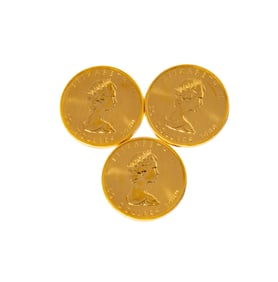 THREE CANADIAN 1 OUNCE GOLD COINS