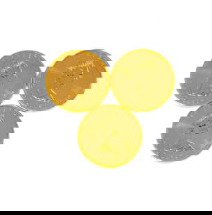 THREE CANADIAN 1 OUNCE GOLD COINS: featuring three 24-karat yellow gold 1 oz Canadian Queen Elizabeth Maple Leaf $50 coins, 1980
