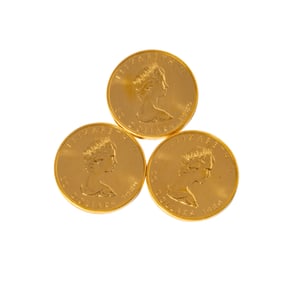 THREE CANADIAN 1 OUNCE GOLD COINS