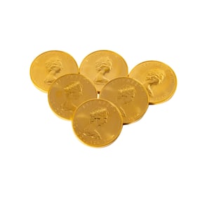 SIX 1980 CANADIAN QUEEN ELIZABETH MAPLE LEAF COINS