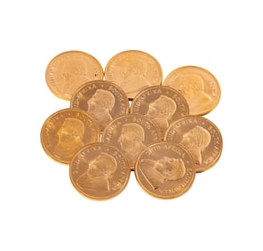 GROUP OF TEN 24-KARAT GOLD KRUGERRAND COINS