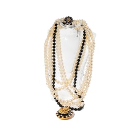 THREE COSTUME BEADED NECKLACES