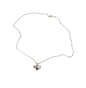 14-KARAT WHITE GOLD PUFFED HEART DIAMOND PENDANT NECKLACE