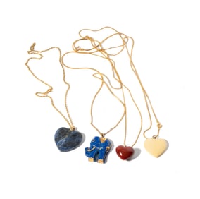 THREE HARDSTONE PENDANT NECKLACES