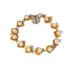 GOLD-TONE CULTURED PEARL BRACELET