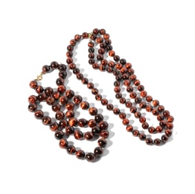 TWO TIGERS EYE BEAD NECKLACES