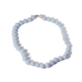 12-KARAT YELLOW GOLD FILLED BLUE BANDED AGATE BEAD NECKLACE