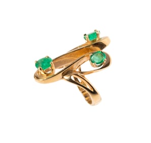 14-KARAT YELLOW GOLD EMERALD FREEFORM RING