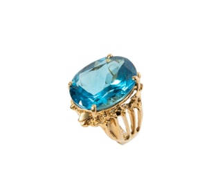 14-KARAT YELLOW GOLD BLUE TOPAZ RING