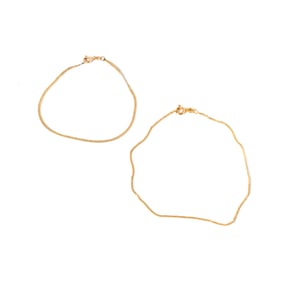 TWO YELLOW GOLD CHAIN BRACELETS