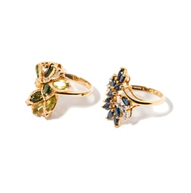 TWO 14 KARAT YELLOW GOLD RINGS