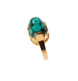SWEDISH 18 KARAT YELLOW GOLD AND TURQUOISE RING