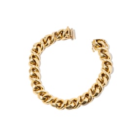 ITALIAN 14 KARAT YELLOW GOLD CURB LINK CHAIN BRACELET