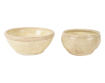 Two Primitive Glazed Earthenware Bowls