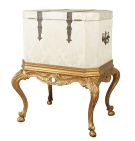 A Silk Damask-Clad Flatware Chest