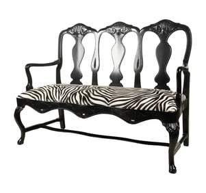 A Rococo-Style Black-Lacquered Settee