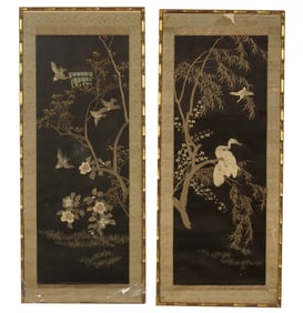 A Pair of Chinese Embroidery Panels