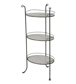 An Italian Porcelain and Metal Tiered Dessert Stand