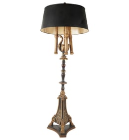 A Baroque-Style Gilt and Painted Wood Floor Lamp