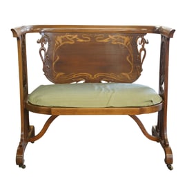 An Art Nouveau Marquetry-Inlaid Settee