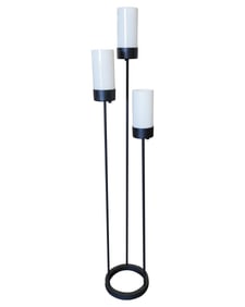 A Robert Belmore Vintage Black Iron Tripod Floor Lamp