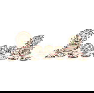 A Neiman Marcus Portuguese Ceramic Christmas Service for Eight: comprising eight dinner plates, eight salad plates, eight cereal bowls, eight cups, and eight saucers; each marked[40 pieces]Notes: This item does not qualify for in-house shipping. Please see our pre