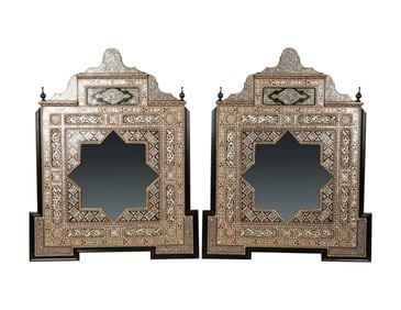 A Pair of Moorish-Style Shell-Inlaid Wall Mirrors