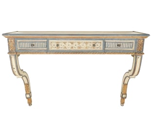 A Continental Painted and Gilt Wall-Mounted Console