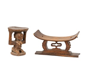 Two African Carved Wood Stools