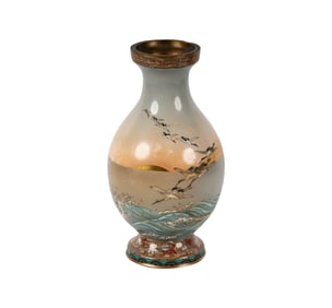 A Japanese Enamel Scenic Vase