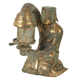A Chinese Gilt Bronze Figural Lantern