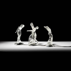 Three Lalique Glass Figures of Female Nudes