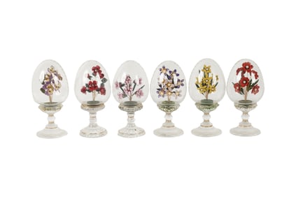 Six Franklin Mint Austrian Glass and Enamel Eggs