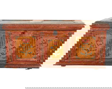 A Painted Wood Blanket Chest: 19th century22 1/4 x 49 1/2 x 26 in. (56.5 x 125.7 x 66 cm.)Notes: This item does not qualify for in-house shipping. Please see our preferred shippers' list for quotes or arrange for local pickup. htt