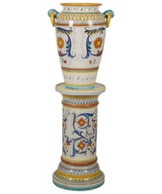 An Italian Maiolica Jar on Pedestal